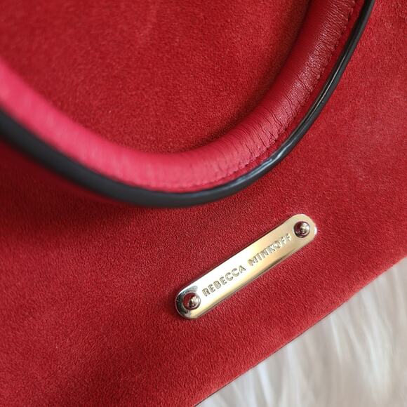 Rebecca Minkoff Micro Bedford Zip Satchel Scarlet Red Crossbody Zip Purse - Picture 8 of 8